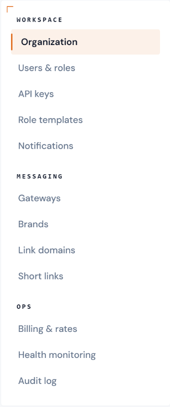 co/nnect workspace settings menu